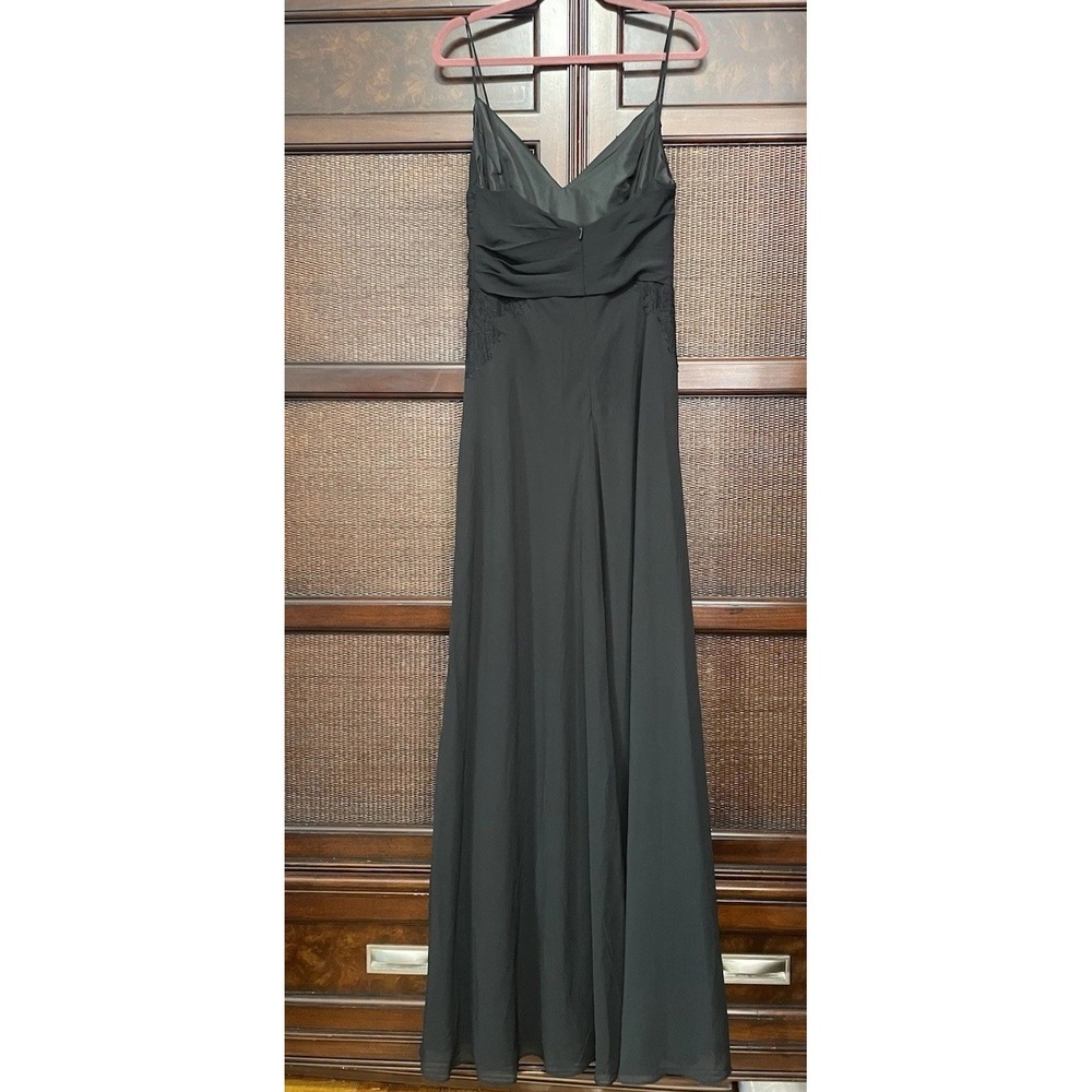 Monique Lhuillier Black Elegant Maxi Evening Dress Gown Size 8 Gala Party